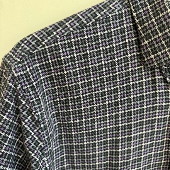 Luchiano Visconti Purple Black Houndstooth Plaid Favorite Shirt Mens Size L - Picture 5 of 14
